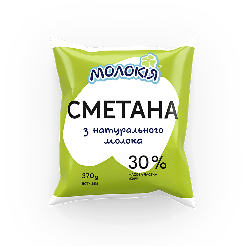 Сметана 30% п/е плівка 0,37кг "Молокія "